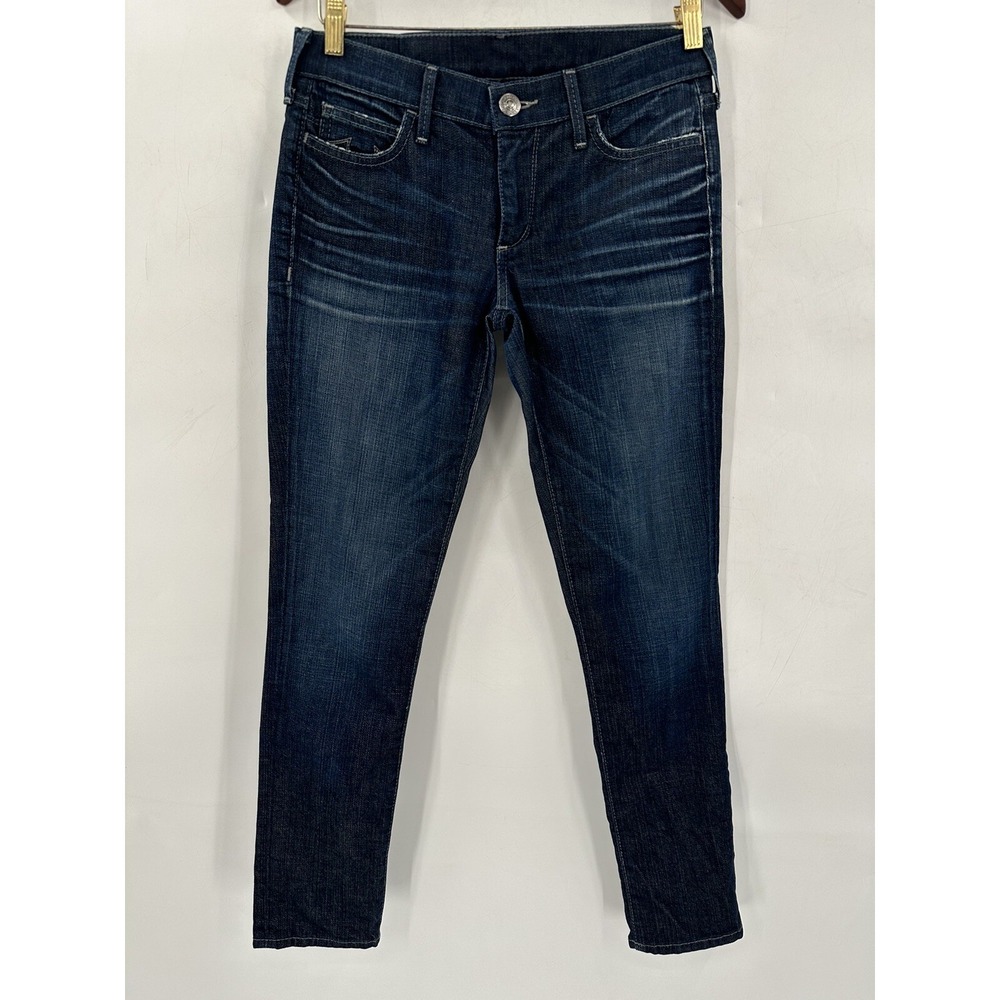 True Religion Jeans Women's 27 Victoria Mid Rise Skinny  Stretch Dark Wash Denim